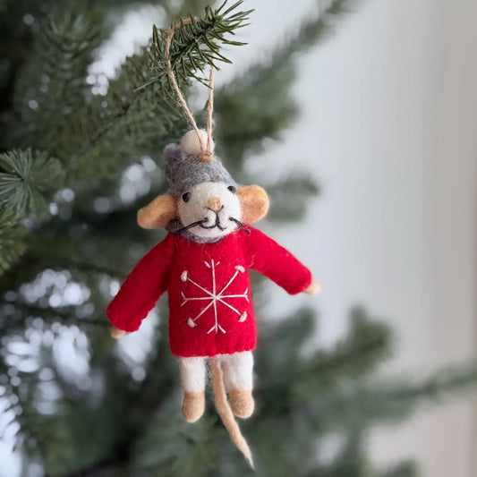 Felt Mice in Sweaters Ornaments