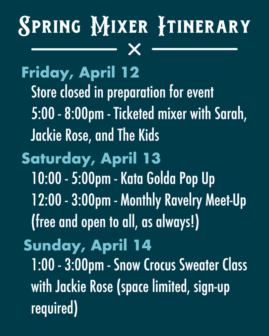 Spring Mixer Weekend -- Come Join Us!