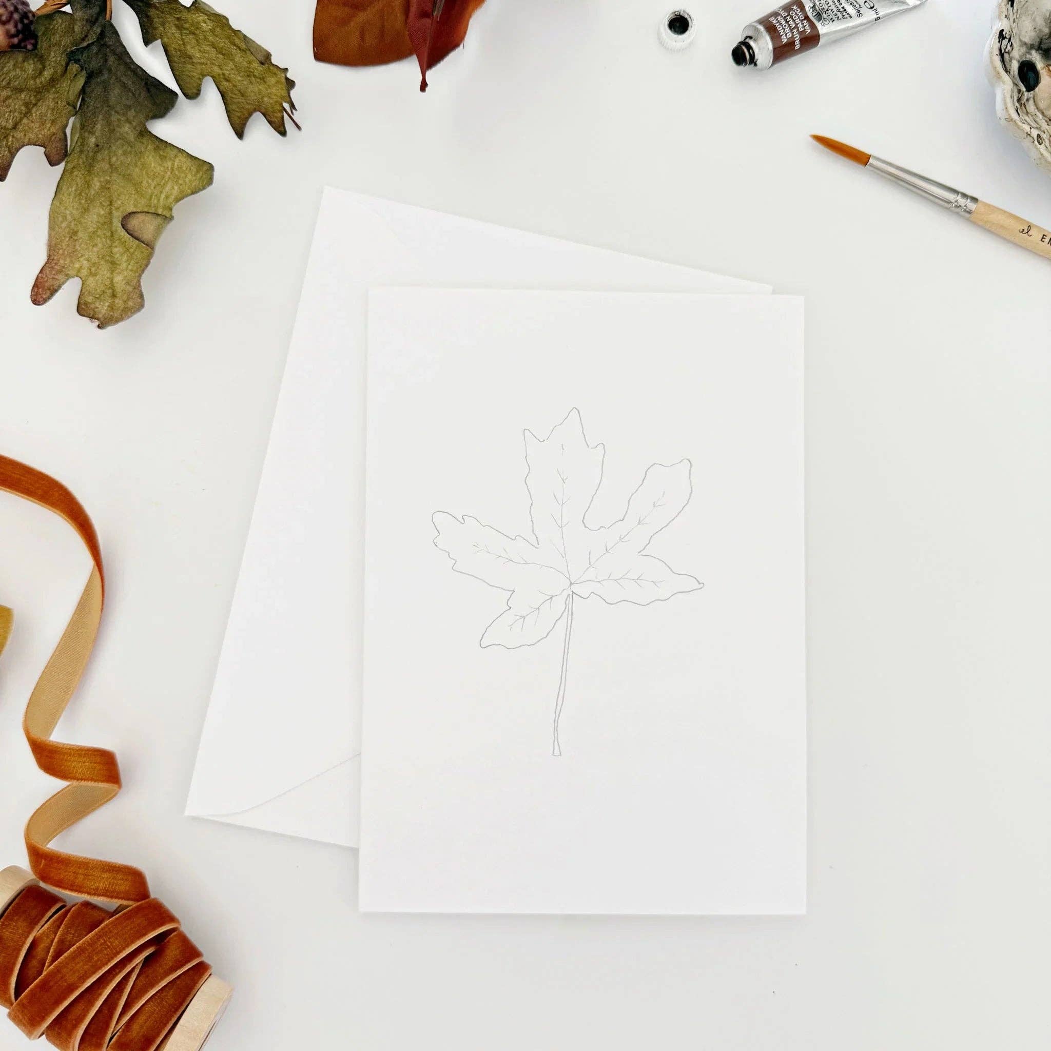 Emily Lex Fall Leaves Paintable Watercolor Notecard Set