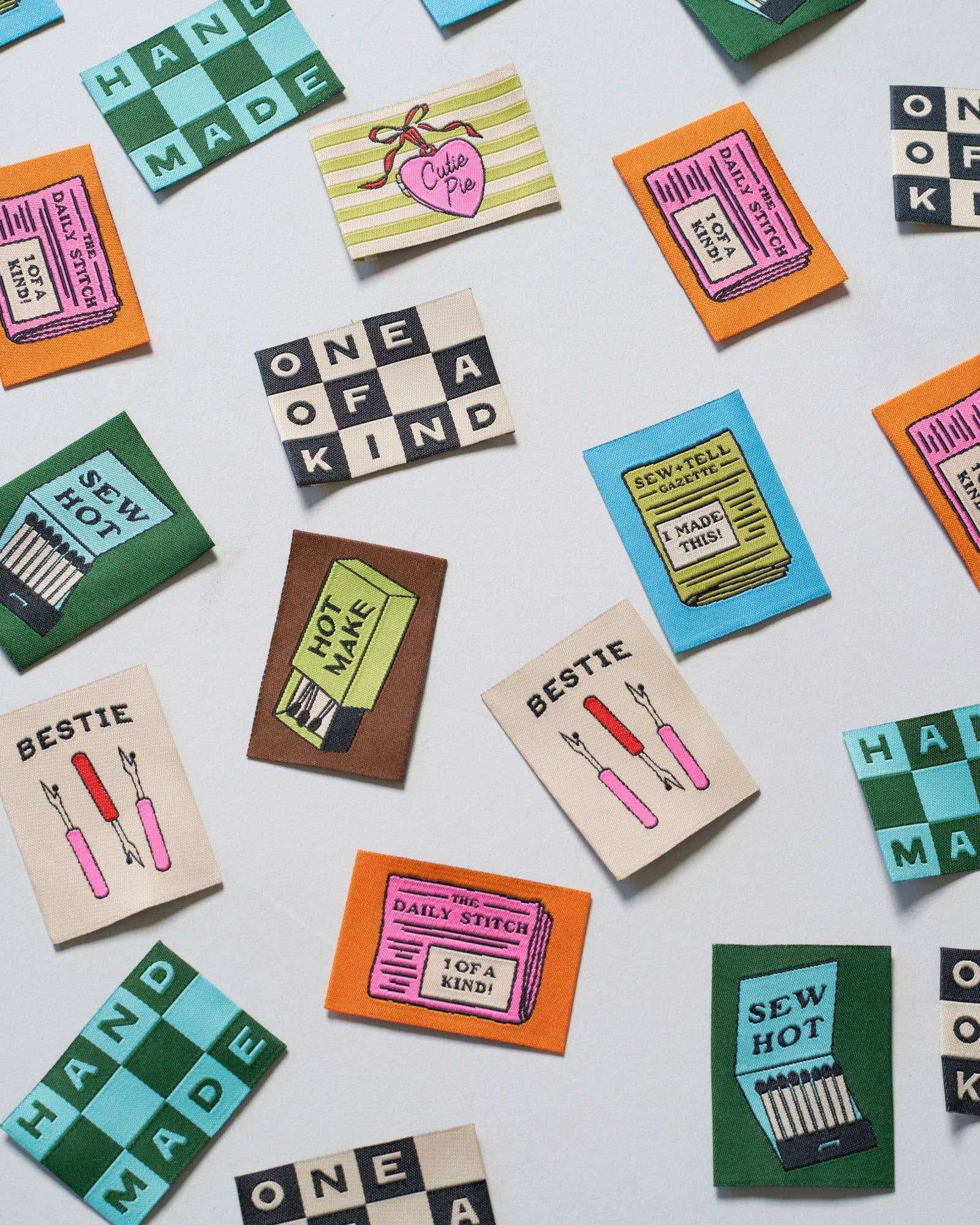 Etiquetas grandes para prendas con diseño de tablero de ajedrez, piezas únicas