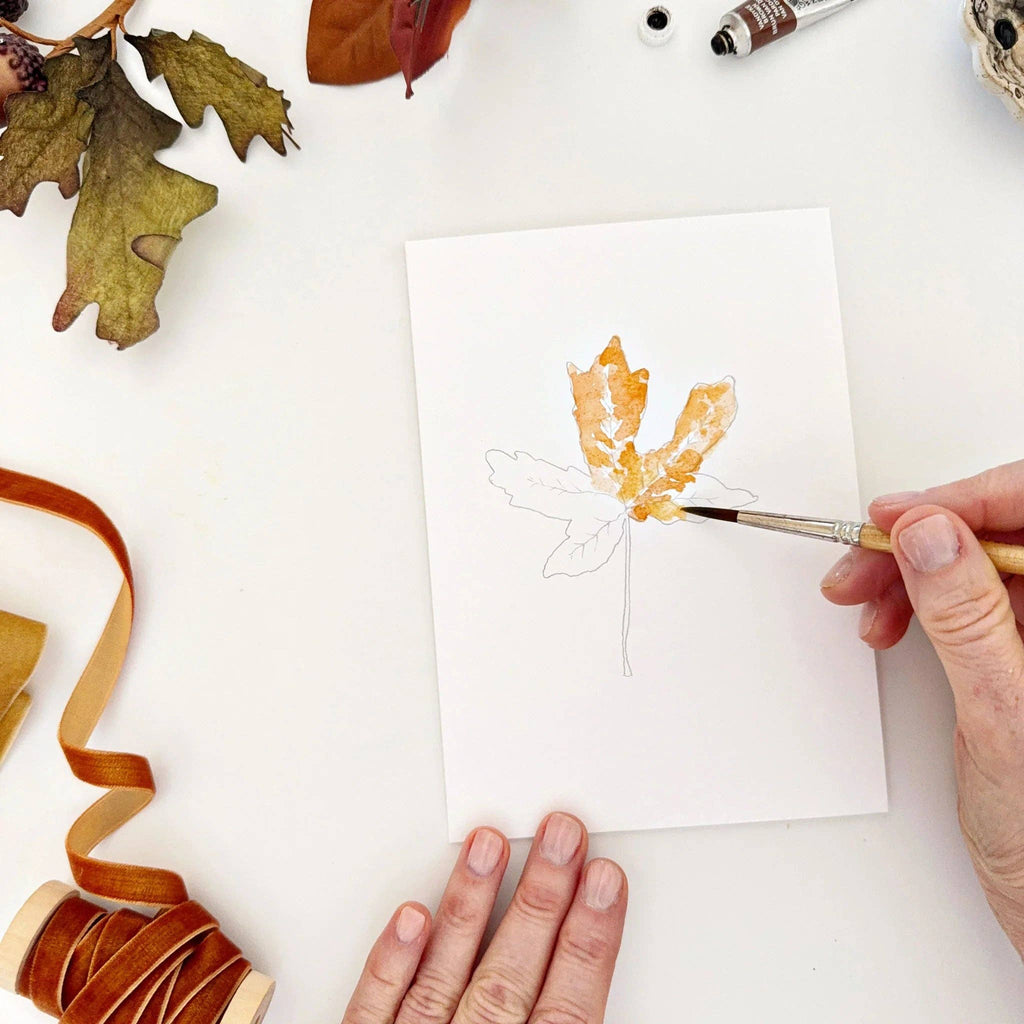 Emily Lex Fall Leaves Paintable Watercolor Notecard Set