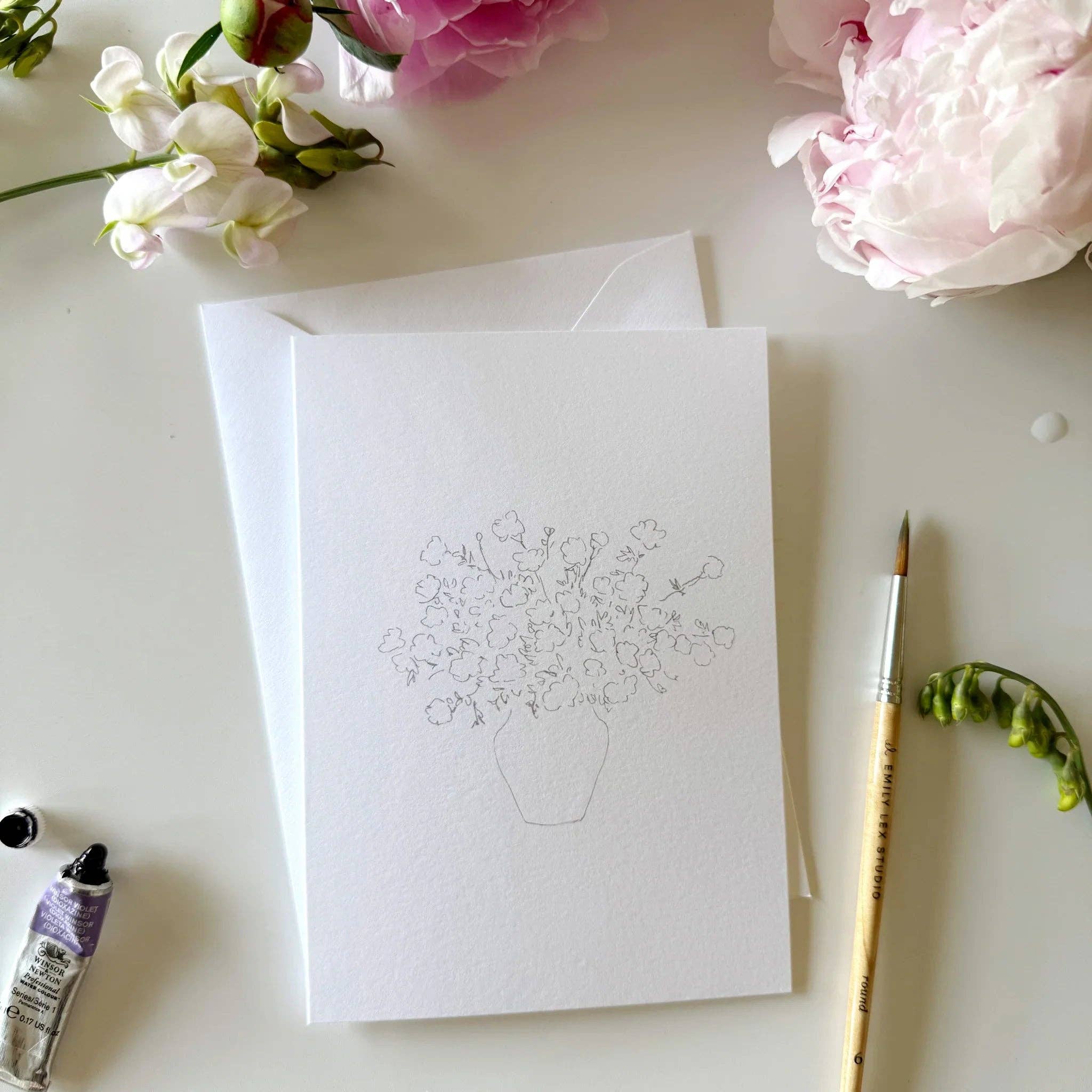 Emily Lex Bouquets Paintable Watercolor Notecard Set
