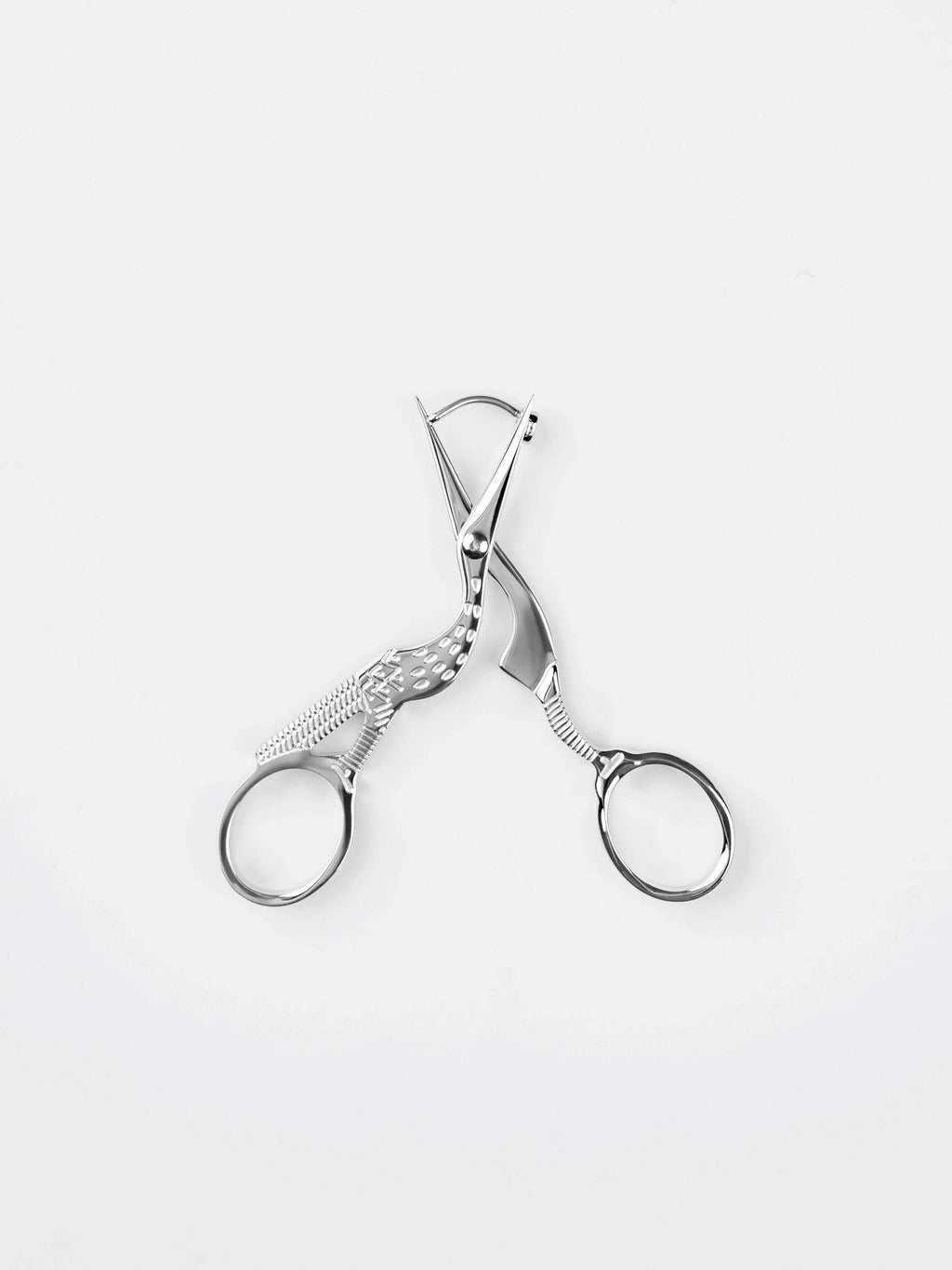 Stork Embroidery Scissor Earrings