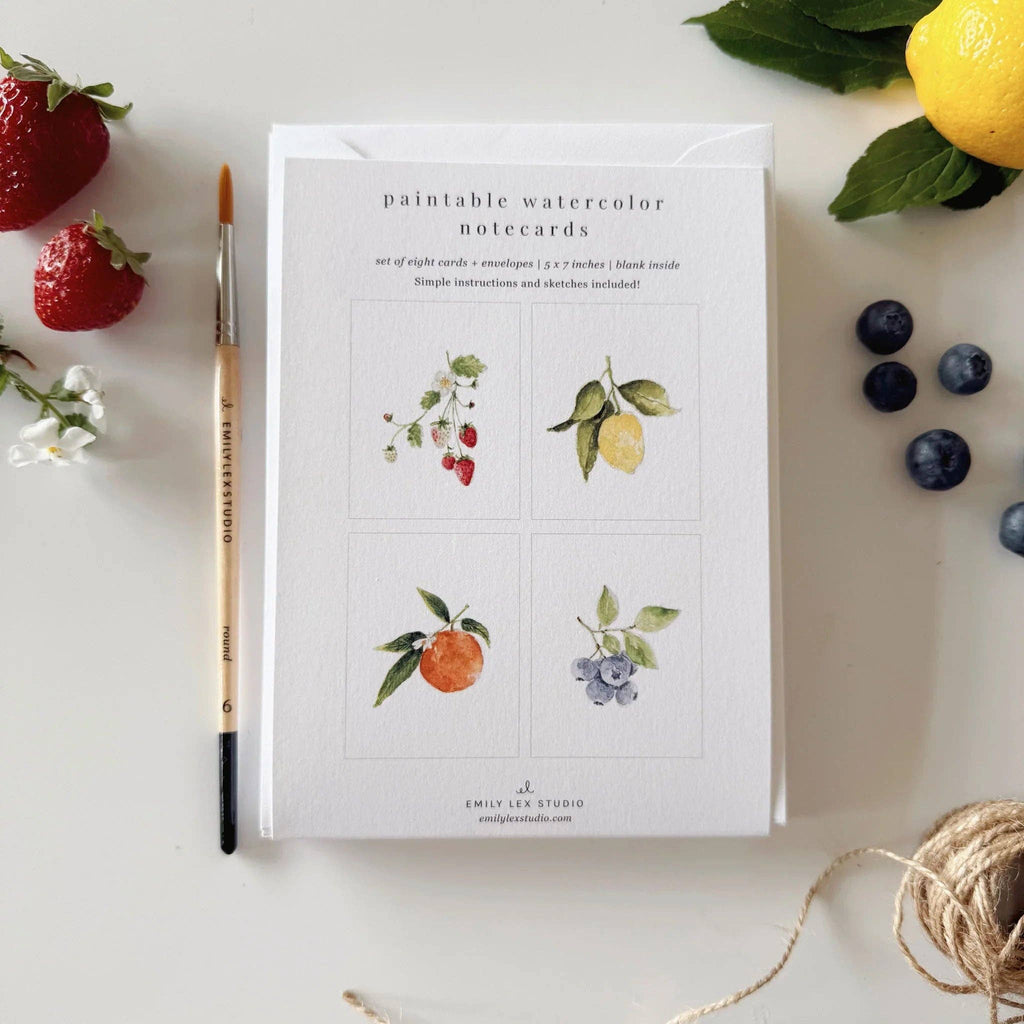 Emily Lex Fruit Paintable Watercolor Notecard Set