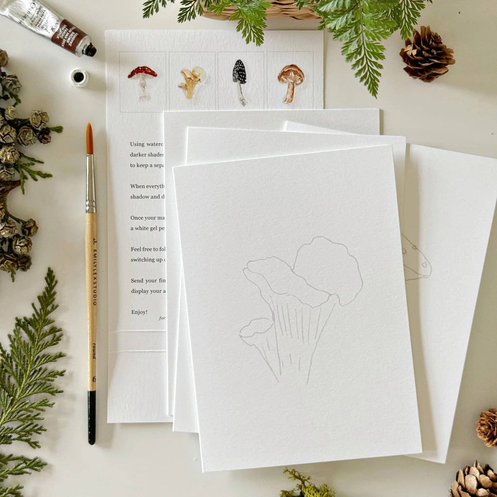 Emily Lex Mushrooms Paintable Watercolor Notecard Set