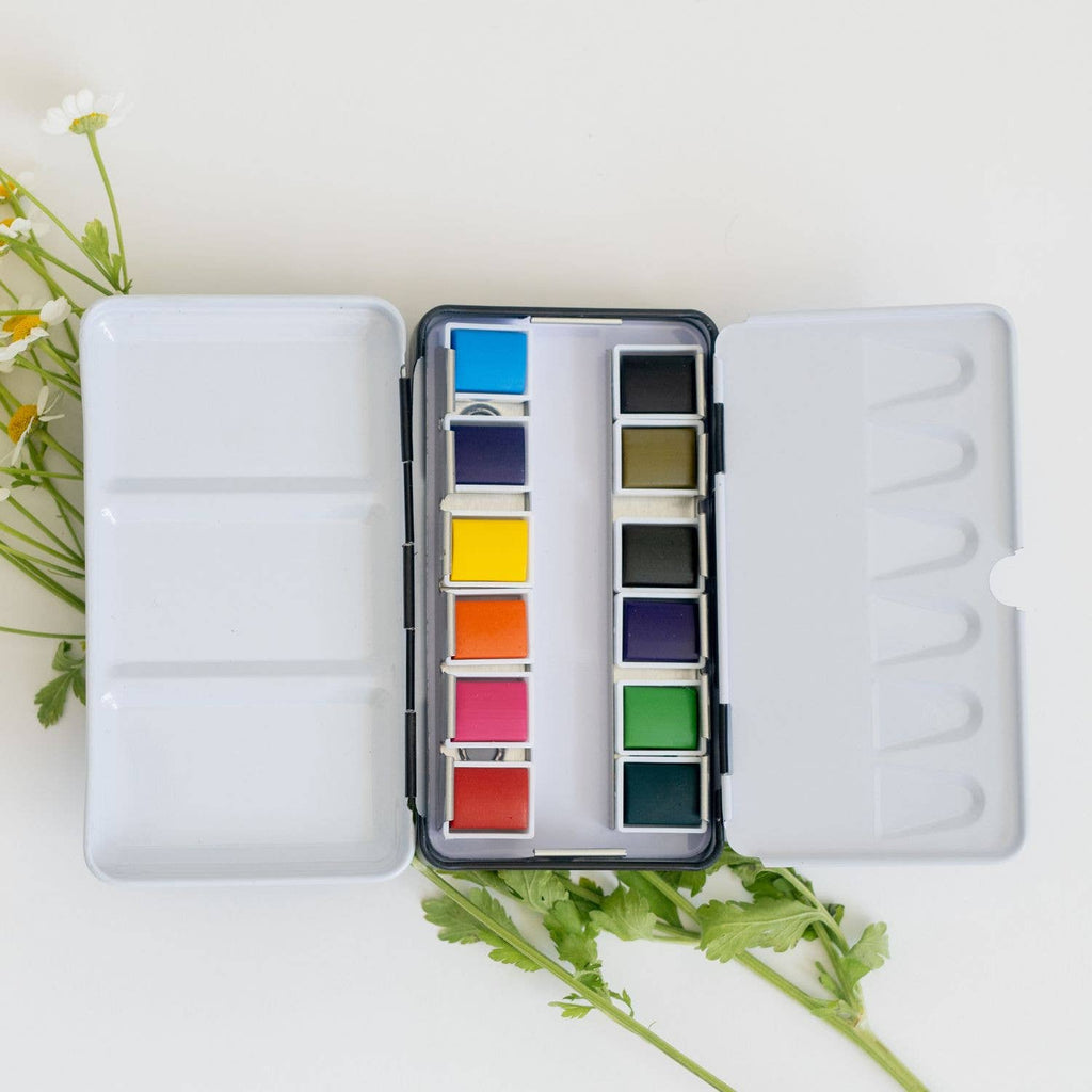 12-Color Travel Watercolor Paint Palette