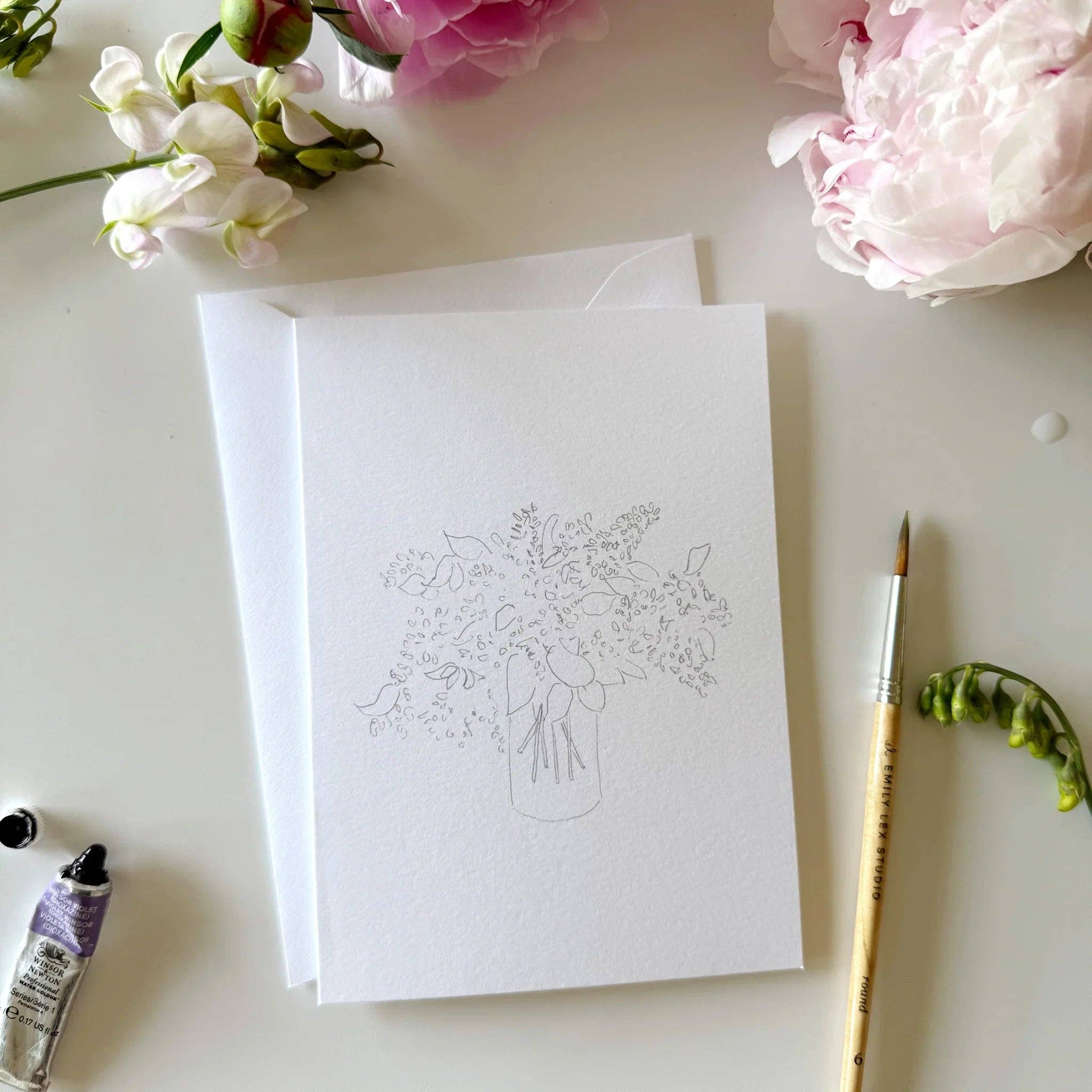 Emily Lex Bouquets Paintable Watercolor Notecard Set