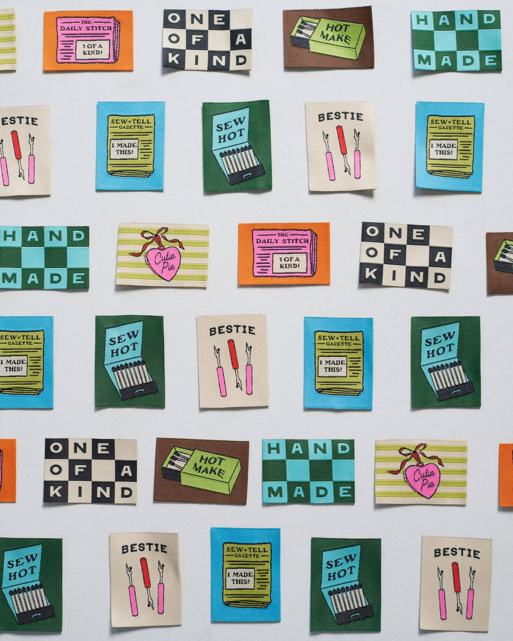 Etiquetas grandes para prendas con diseño de tablero de ajedrez, piezas únicas