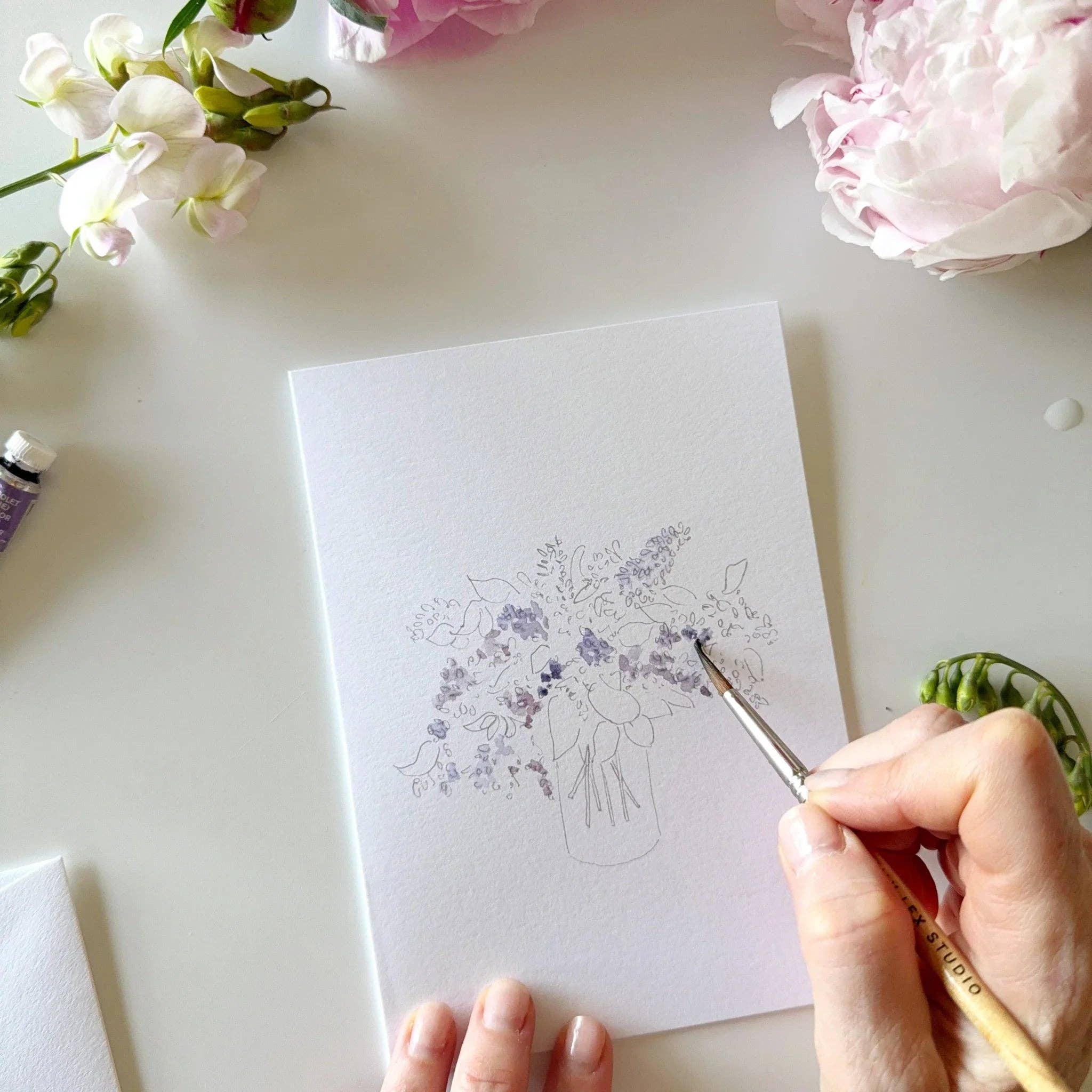 Emily Lex Bouquets Paintable Watercolor Notecard Set