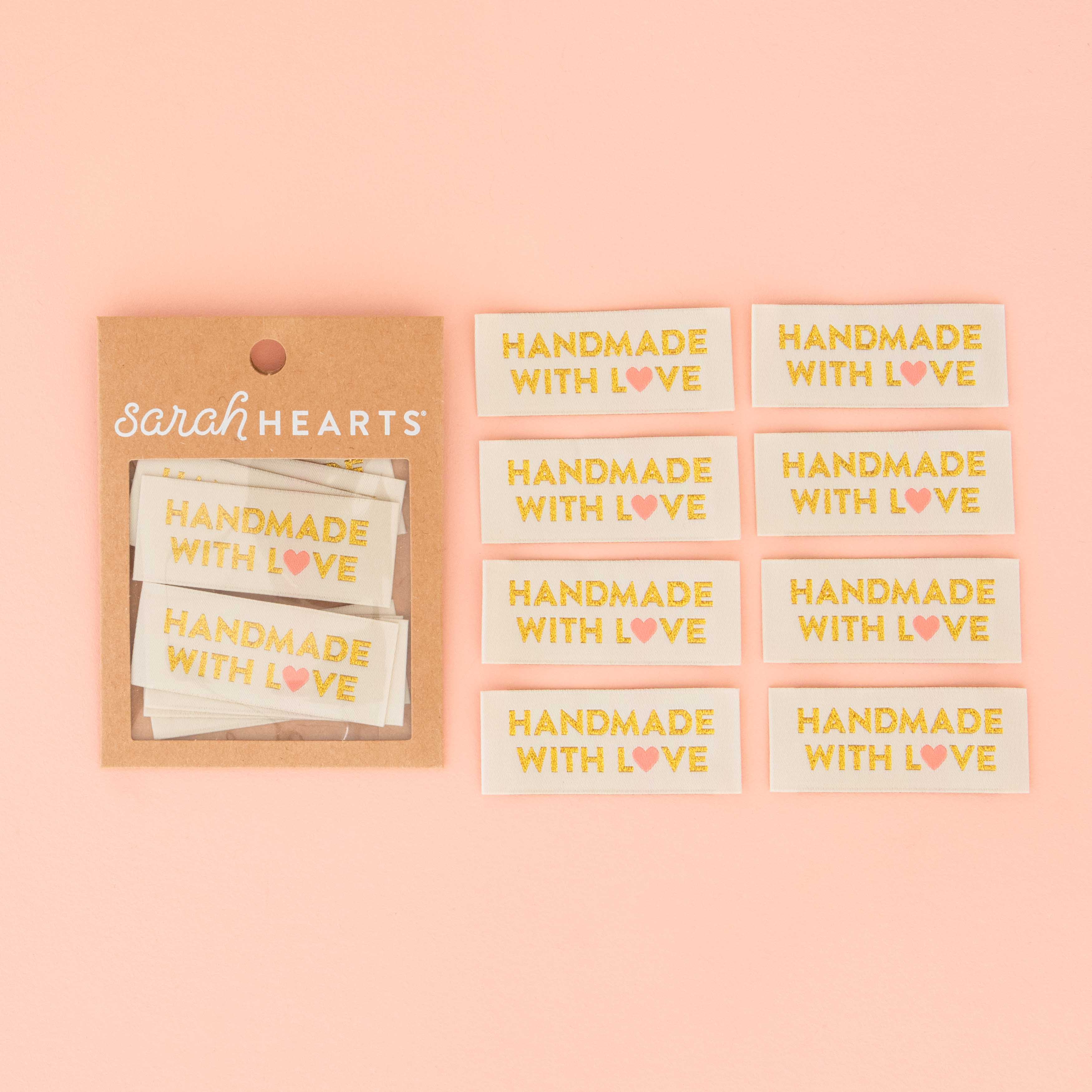 Handmade with Love Gold Woven Labels