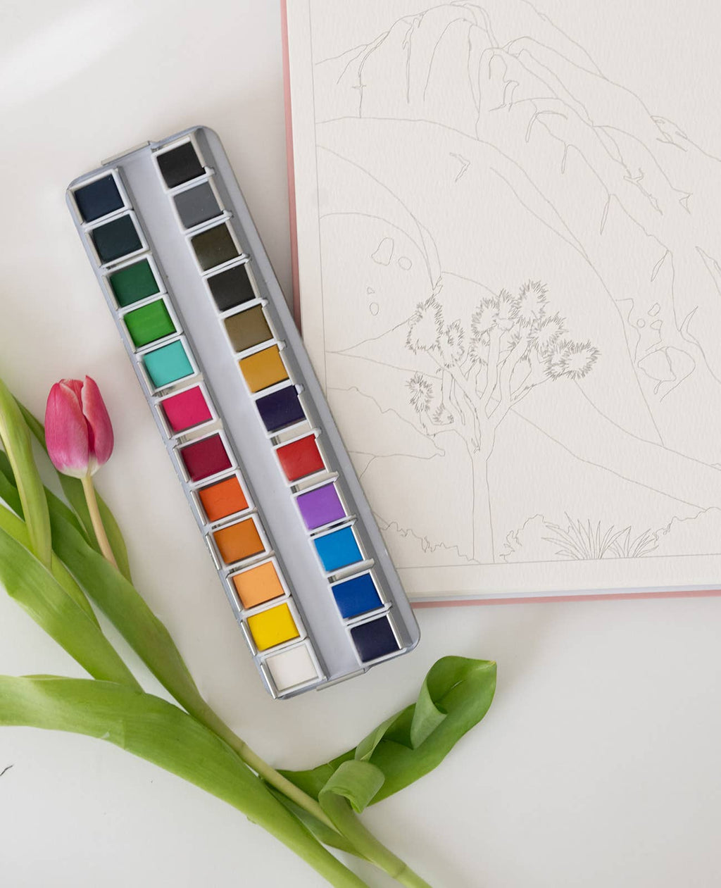 24-Color Watercolor Paint Palette