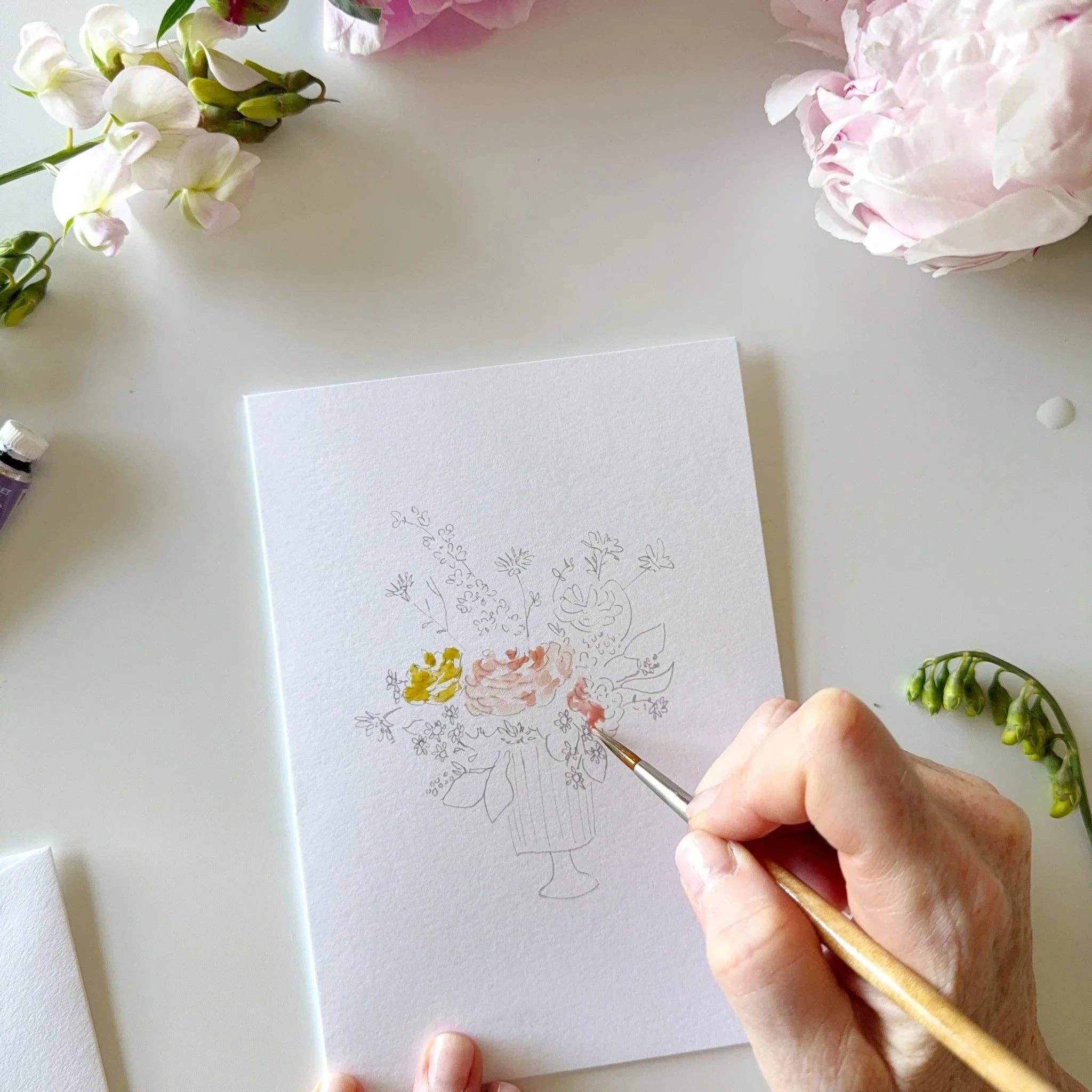 Emily Lex Bouquets Paintable Watercolor Notecard Set