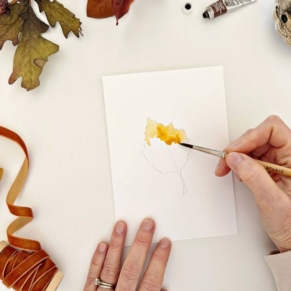 Emily Lex Fall Leaves Paintable Watercolor Notecard Set