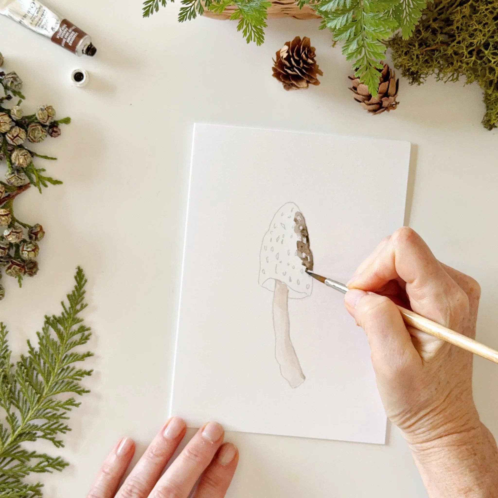 Emily Lex Mushrooms Paintable Watercolor Notecard Set
