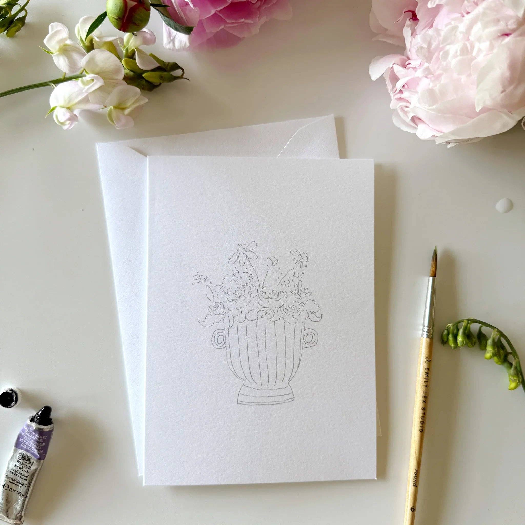Emily Lex Bouquets Paintable Watercolor Notecard Set