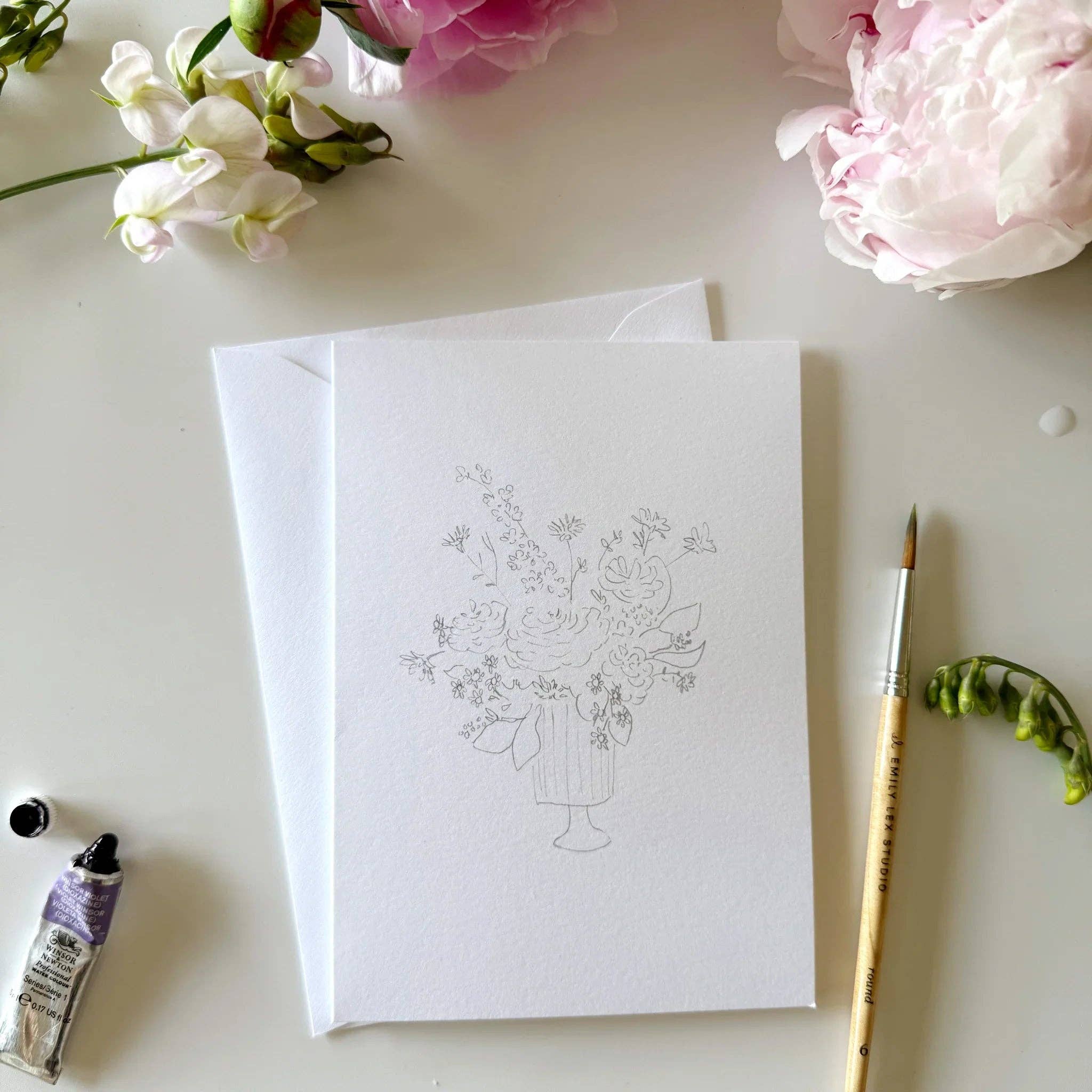 Emily Lex Bouquets Paintable Watercolor Notecard Set