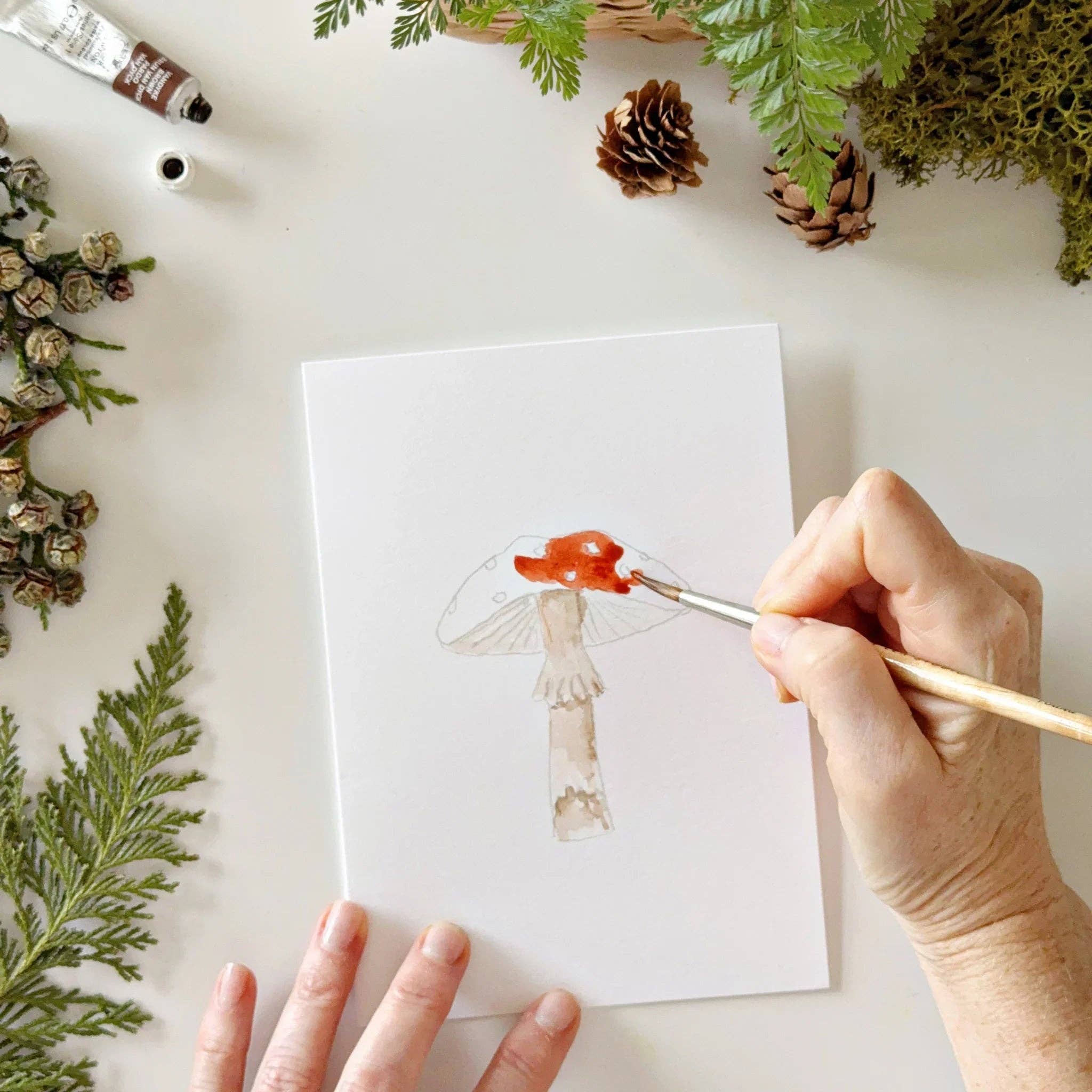 Emily Lex Mushrooms Paintable Watercolor Notecard Set