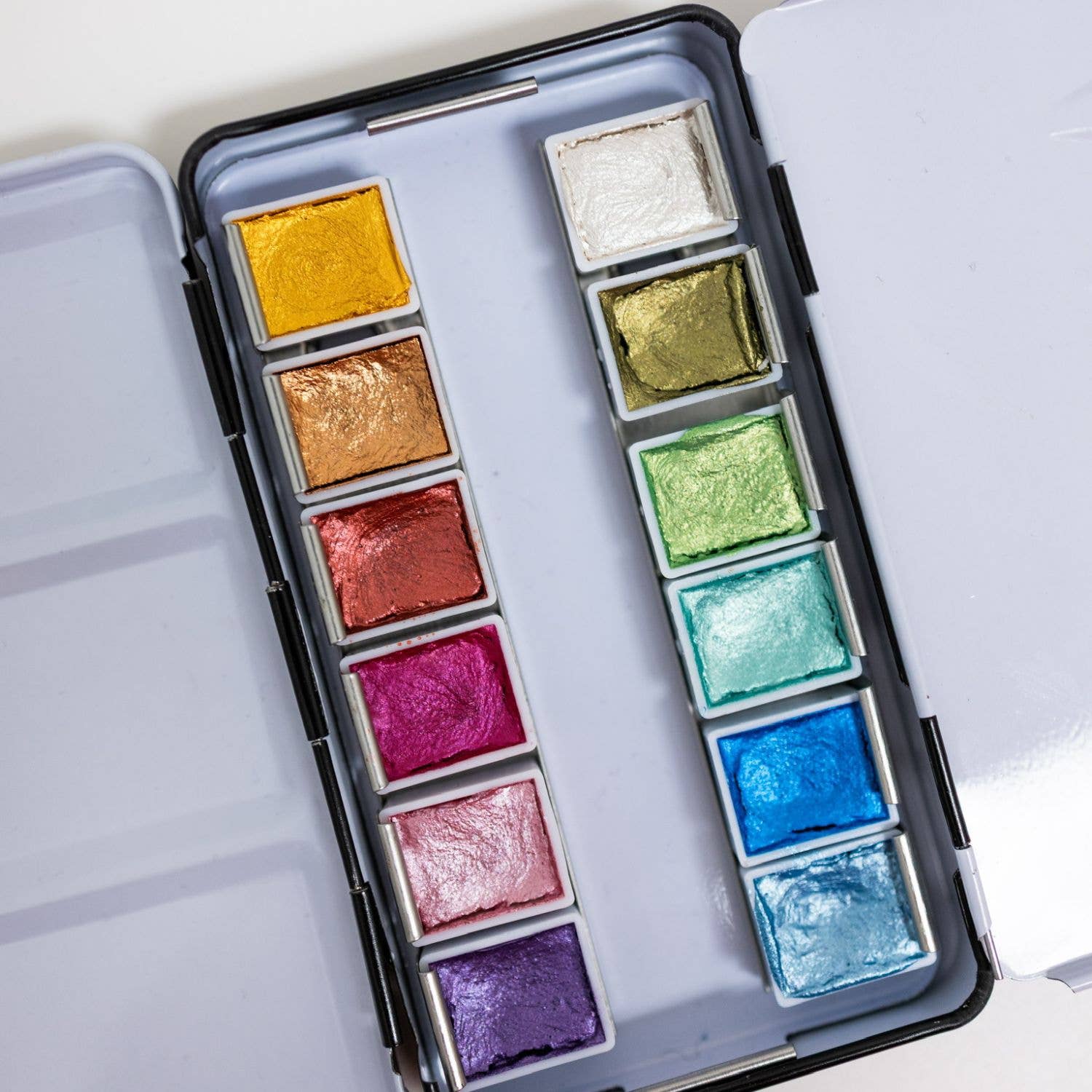 12-Color Travel Metallic Watercolor Paint Palette