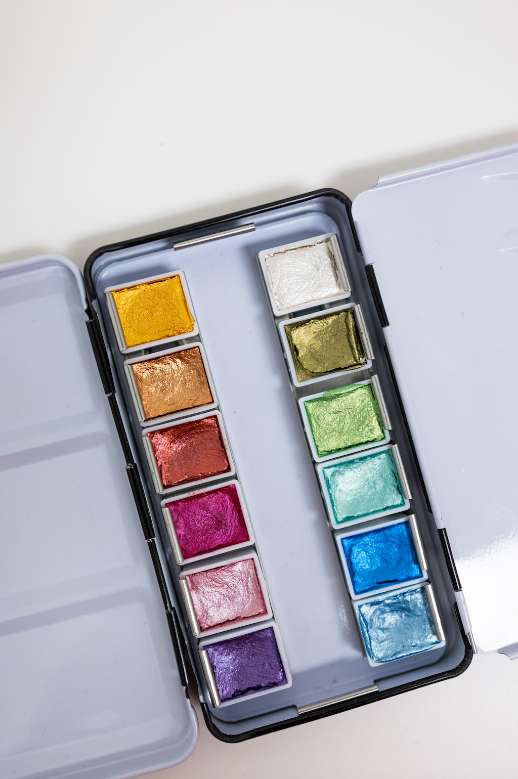 12-Color Travel Metallic Watercolor Paint Palette